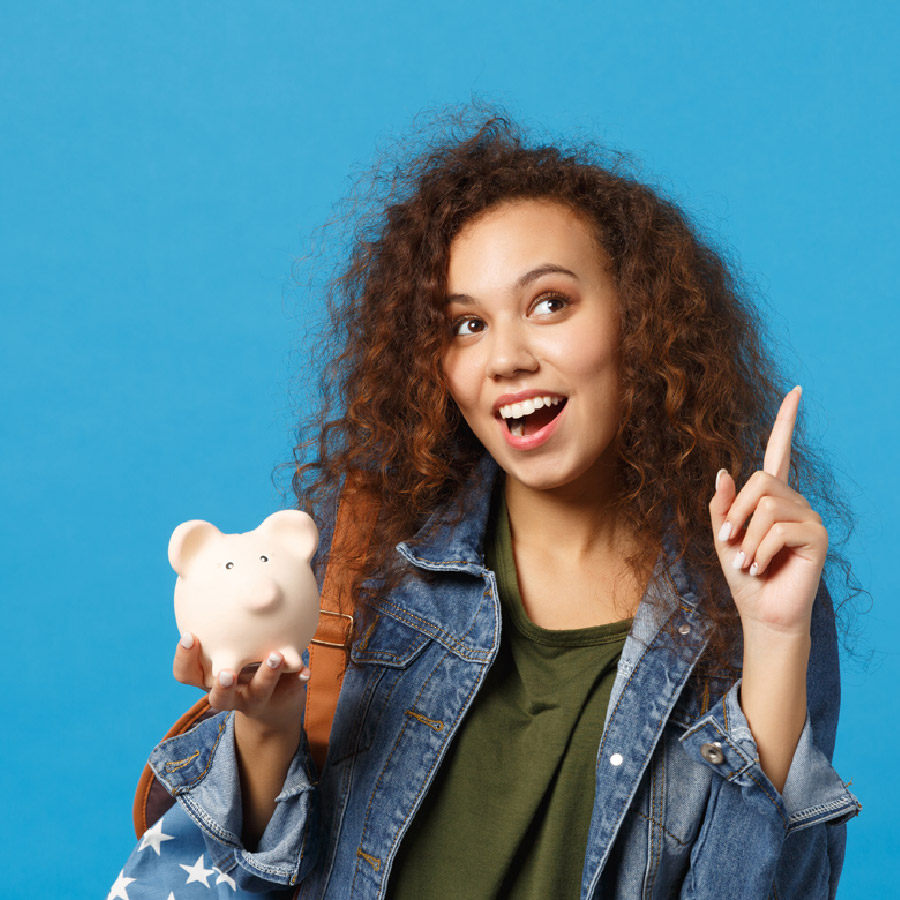 Woman with piggy bank